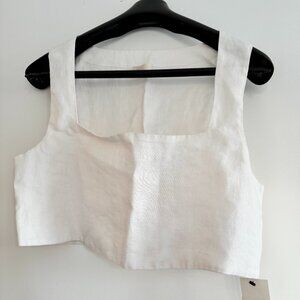 Posse Alice tank Top Womens Small/Medium 100% Linen Cropped Relaxed Fit